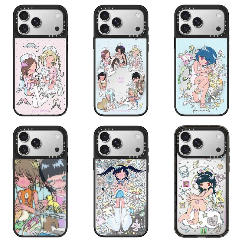 Casyetiff Collaboration Series of Angel Girl Magsafe Magnetic Phone Cases for Apple 18Promax, 15Plus Mirror Surface Iphone17Pro16 Anti-Drop Cartoon 14Air
