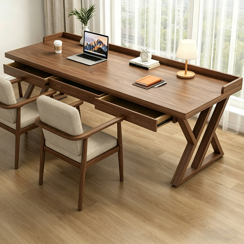 Solid Wood Desk, Office Desk, Computer Desk with Drawer, Gaming Desk, Leisure Writing Desk, Home Study Desk