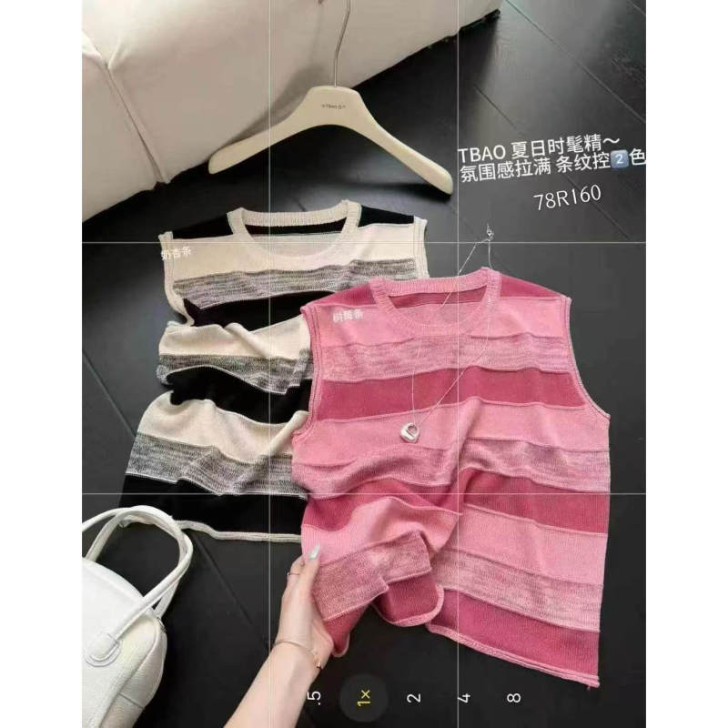 78160 Summer Benefit Korean Style Color-Block Striped Vest (Length 55cm, Bust 102cm) 5.29