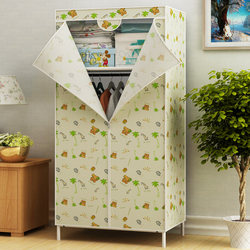 Simple Fabric Wardrobe with Steel Frame, Canvas Single-Person Small Combination Wardrobe, Dormitory Reinforced Thickened Steel Pipe, Simple and Modern