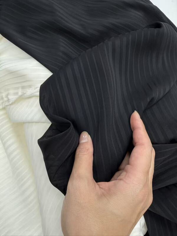 110 Width 20mm Stretch Silk Satin Black Fabric 110 Width 20mm Stretch Silk Satin Black Fabric