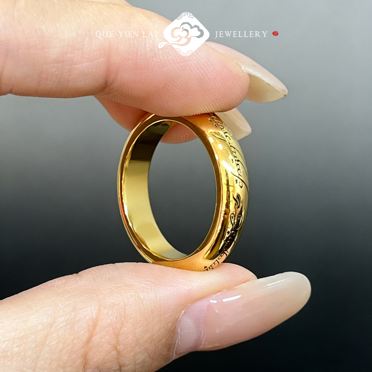 Ancient gold ring glossy solid electric black musical note