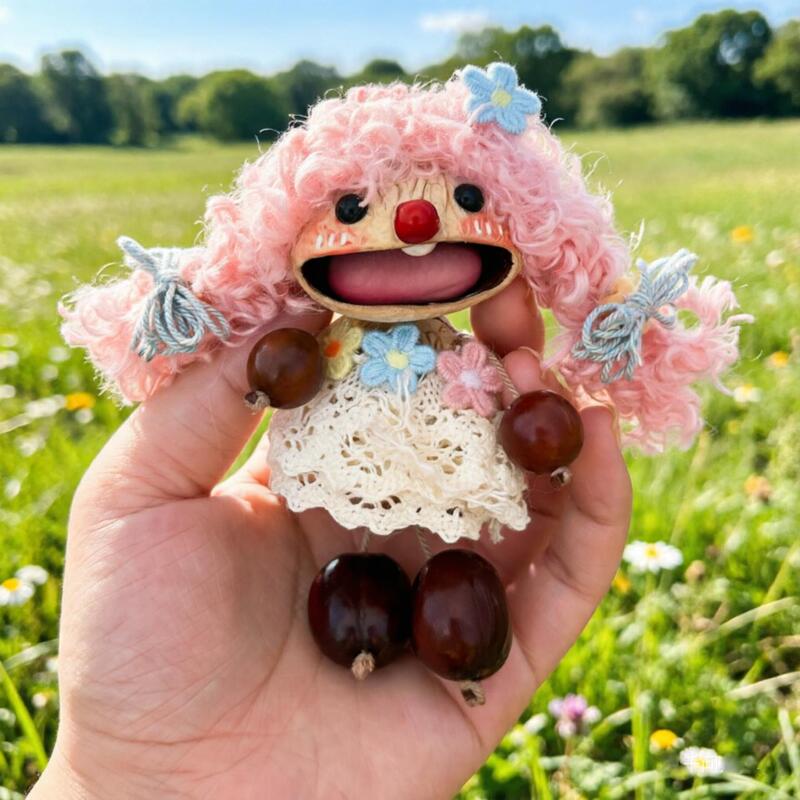 Finished Bean Pod Doll Yunnan Fruit Shell Bell Pendant Handmade Gift Rattan Bag Hanging Practical Creative Gift for Girls