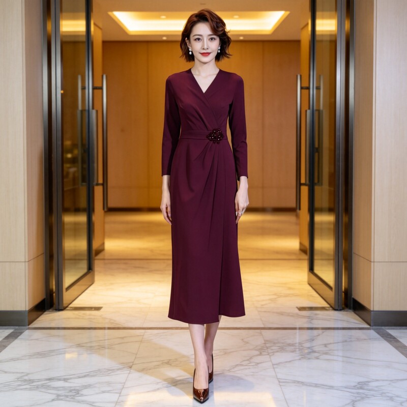 High-End Women's Dress Autumn 2026 New Style Dignified and Elegant Slimming Unique Purple Long Dress High-End Slim-Fit One-Piece Dress High-End Women's Dress Autumn 2026 New Style Dignified and Elegant Slimming Unique Purple Long Dress High-End Slim-Fit One-Piece Dress