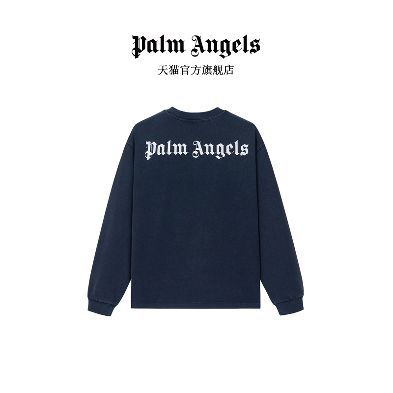 Palm Angels Loose Retro Long-Sleeved T-Shirt Autum New Couple Wear American Trendy Brand Logo Round Neck Top
