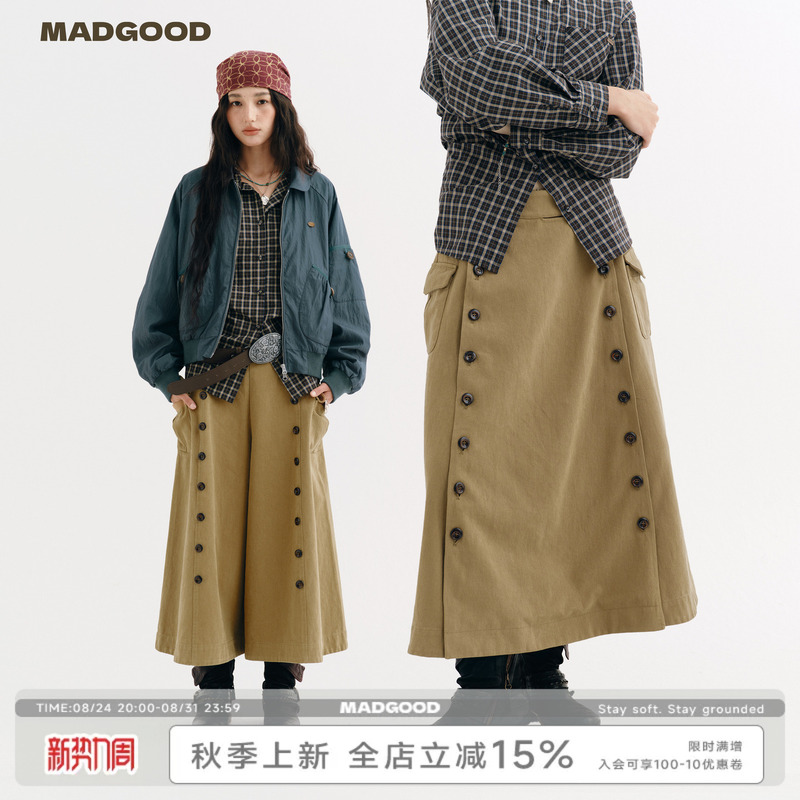 Madgood Japanese-Style Twill High-Weight Gauze Double-Breasted Detachable Multi-Wear Eight-Point Skirt Pants Madgood Japanese-Style Twill High-Weight Gauze Double-Breasted Detachable Multi-Wear Eight-Point Skirt Pants