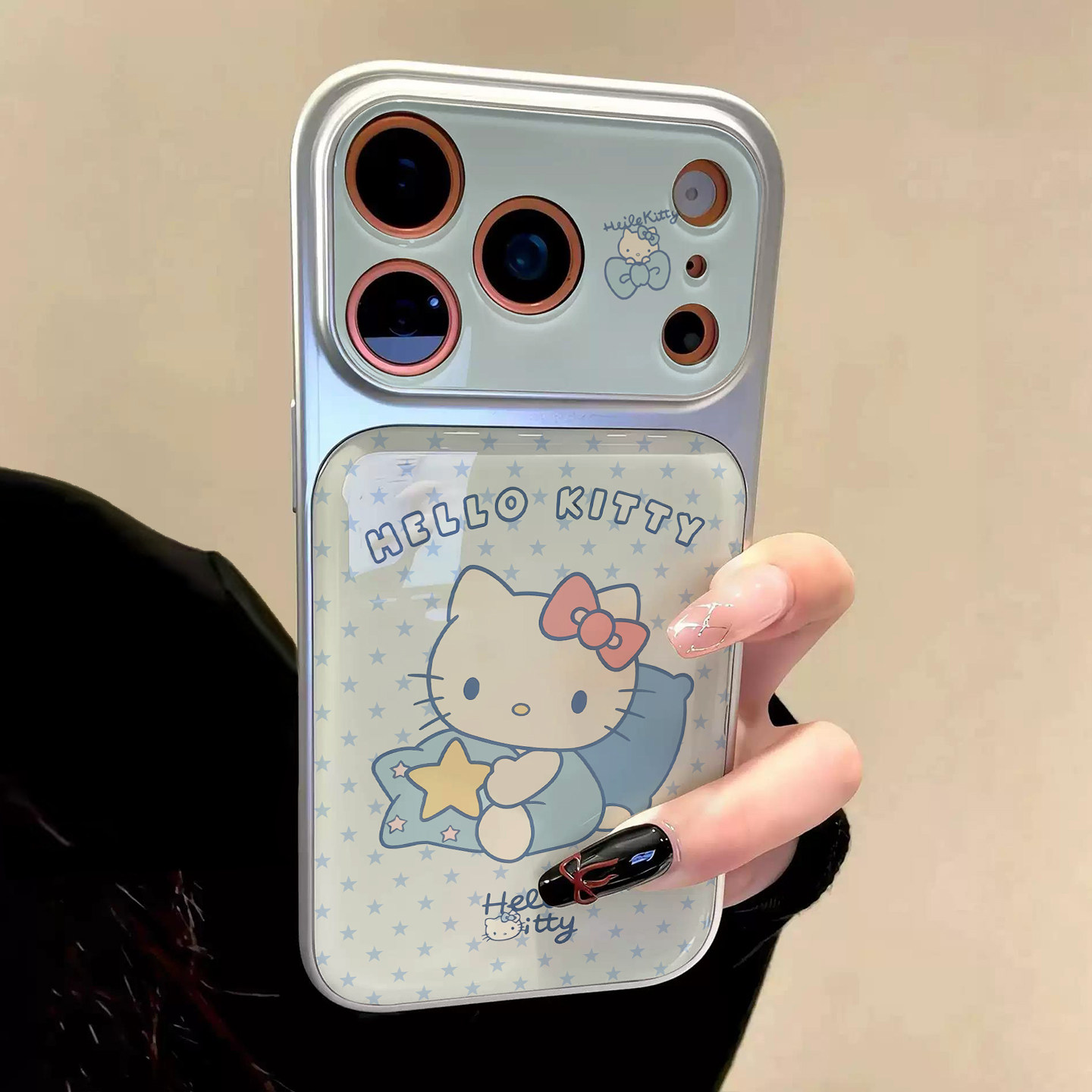 Suitable for Apple 17Promax Mobile Phone Case Iphone16Pro New Model 15 Good-Looking 14 High-End 13 Cute Cartoon 12 Female Model 11Kt Cat Outer Lens Full-Cover Polka Dot Anti-Fall Protective Case