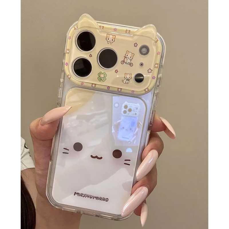 Soft and Cute Marshmallow Cat Expression Large Window Phone Case Suitable for iPhone 17 Pro Max, Cat Ears Double-Layer Imd Protective Case Suitable for iPhone 16 Pro, New 15 Anti-Drop Couple Soft Case Soft and Cute Marshmallow Cat Expression Large Window Phone Case Suitable for iPhone 17 Pro Max, Cat Ears Double-Layer Imd Protective Case Suitable for iPhone 16 Pro, New 15 Anti-Drop Couple Soft Case