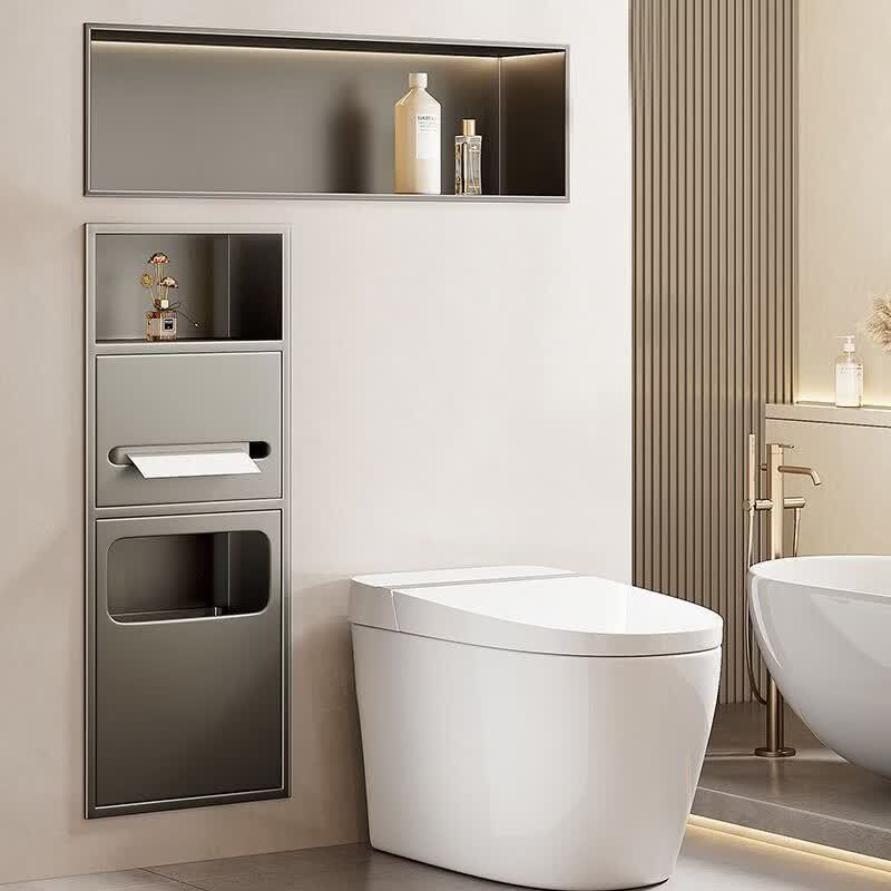 Stainless Steel Bathroom Built-In Hidden Tissue Box Trash Can Embedded Stainless Steel Toilet Niche Storage Cabinet Stainless Steel Bathroom Built-In Hidden Tissue Box Trash Can Embedded Stainless Steel Toilet Niche Storage Cabinet