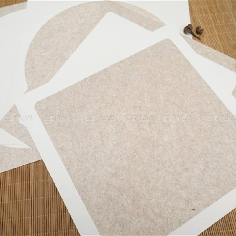 Yixuange raw and cooked Xuanma paper soft card round lens calligraphy frame blank Chinese painting rice paper fan card 5 sheets
