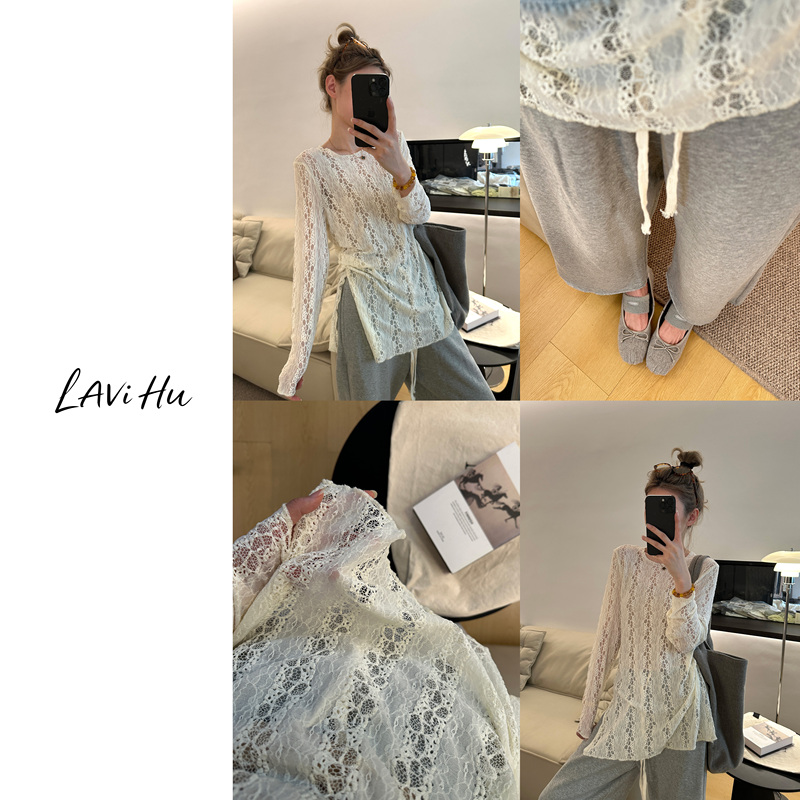 Lavi Hu【Low Pixel Memory】Korean-Style Sweet Hollow Lace Blouse Top 26-9918 Lavi Hu【Low Pixel Memory】Korean-Style Sweet Hollow Lace Blouse Top 26-9918