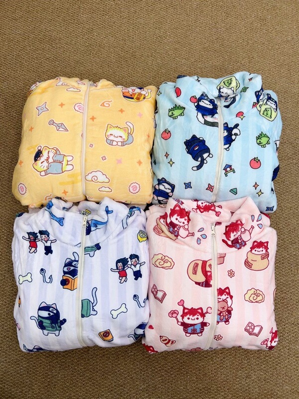 [Naruto] Ninja Cat Winter Cartoon Cute Plush Long-Sleeve Zipper Pajama Set Can Be Worn Outside as Homewear