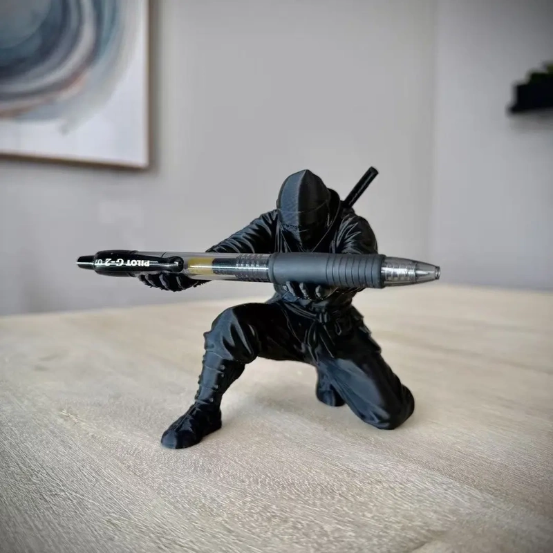[Instant Discount of 50 Upon Ordering] 3D Printed Trendy Black Ninja Figurine Pen Holder Stationery Organizer Creative and Unique Design