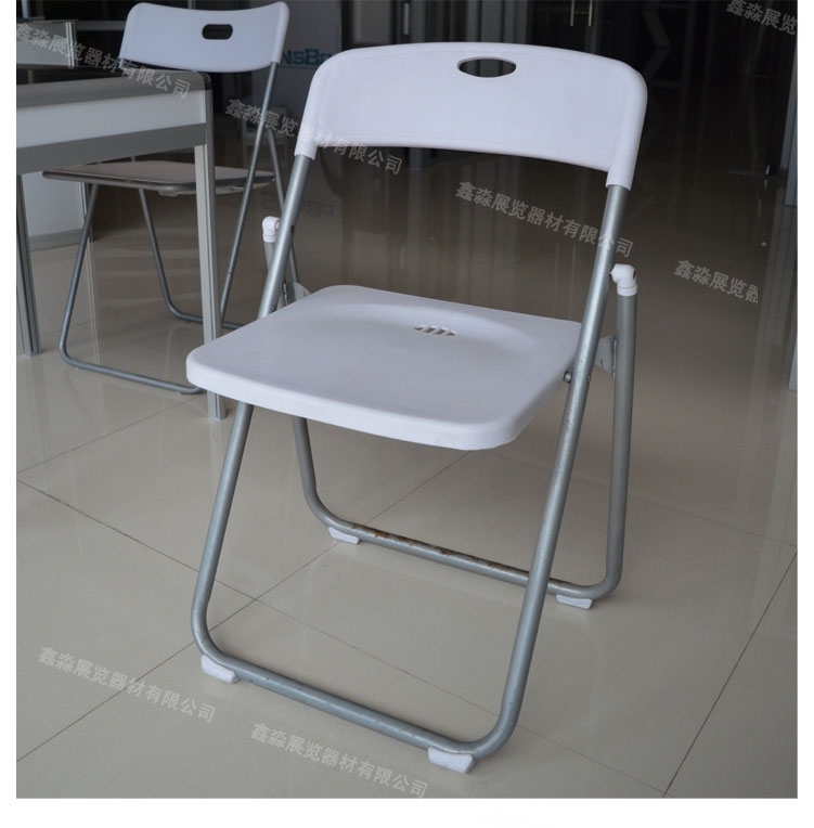 Business Meeting Room Training Backrest Outdoor Exhibition Pin SIMPLE BLUE WHITE LEATHER FOLDING PLASTIC CHAIR EXHIBITION MARK STALL