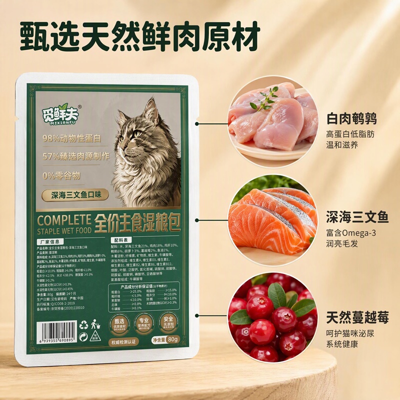Cat Wet Food, Cat Meal, Main Food, Fresh Packs, Nutritional Supplement for Kittens, Raw Meat Snacks Cat Wet Food, Cat Meal, Main Food, Fresh Packs, Nutritional Supplement for Kittens, Raw Meat Snacks