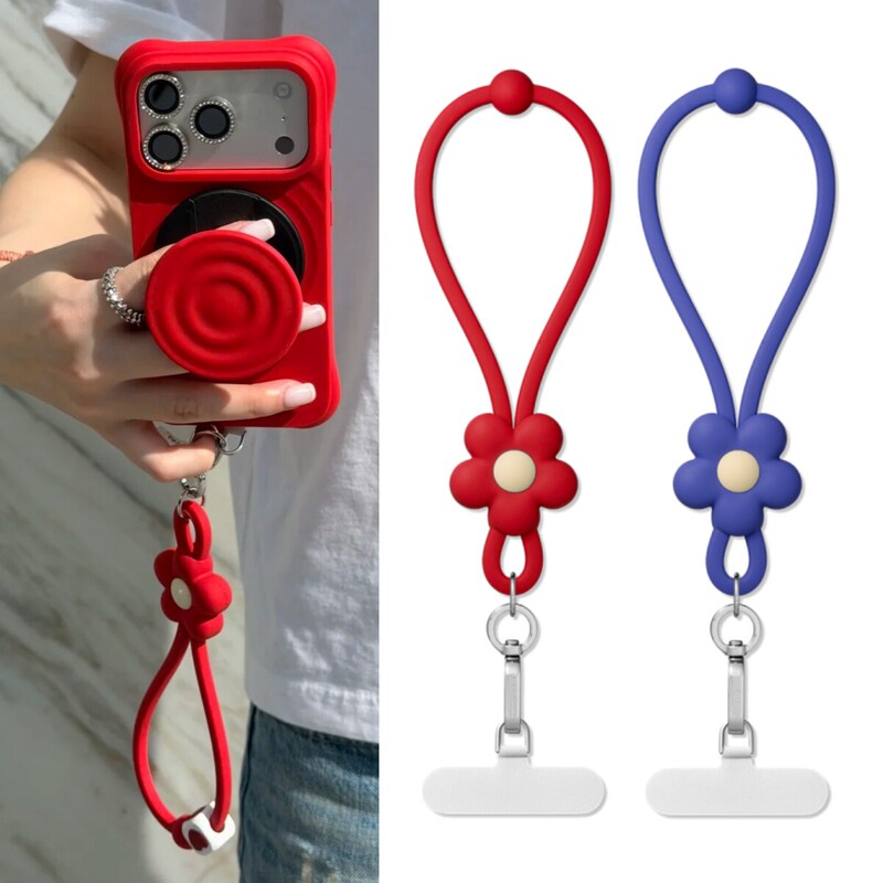 Casetifiy Adjustable New Silicone Flower Phone Wrist Strap Heart Wrist Strap Phone Chain Lanyard Anti-Lost
