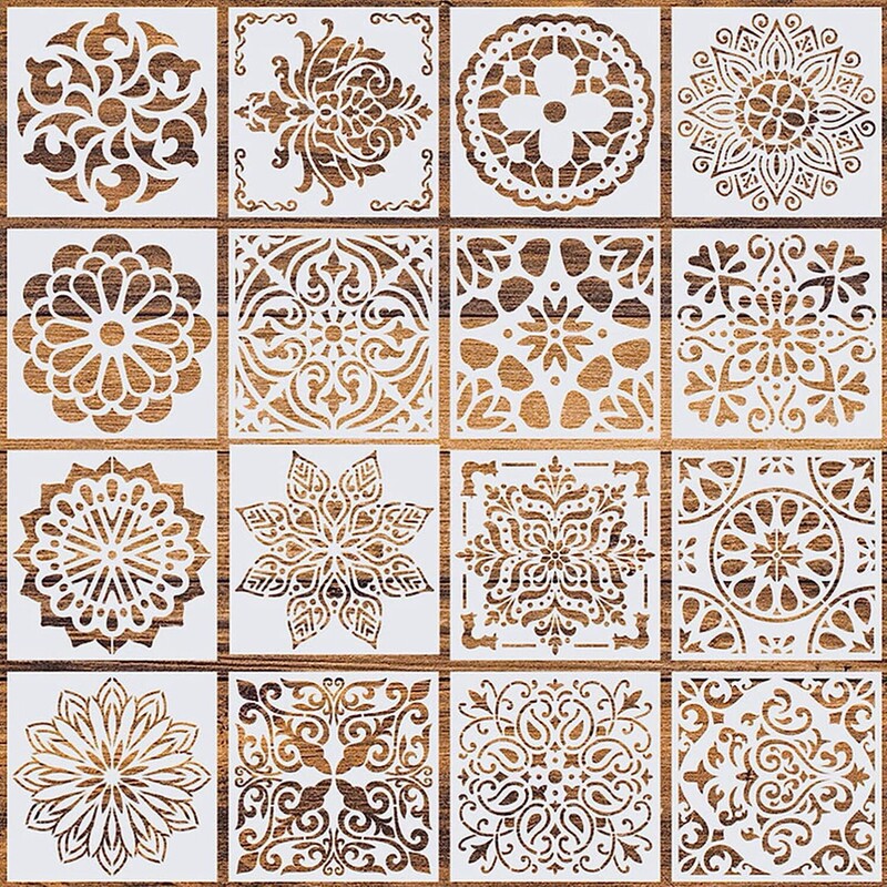 16 Mandala Hollow Pattern Templates for Ethnic Minority Plastic Molds, Tile Wall Painting, Spray Painting Templates, Ruler 16 Mandala Hollow Pattern Templates for Ethnic Minority Plastic Molds, Tile Wall Painting, Spray Painting Templates, Ruler