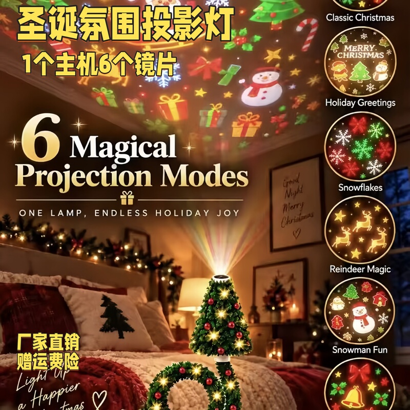 New USB Christmas Projection Light Decoration Atmosphere Lamp Arrangement 2026 Exquisite Christmas Tree Gift for Girlfriend
