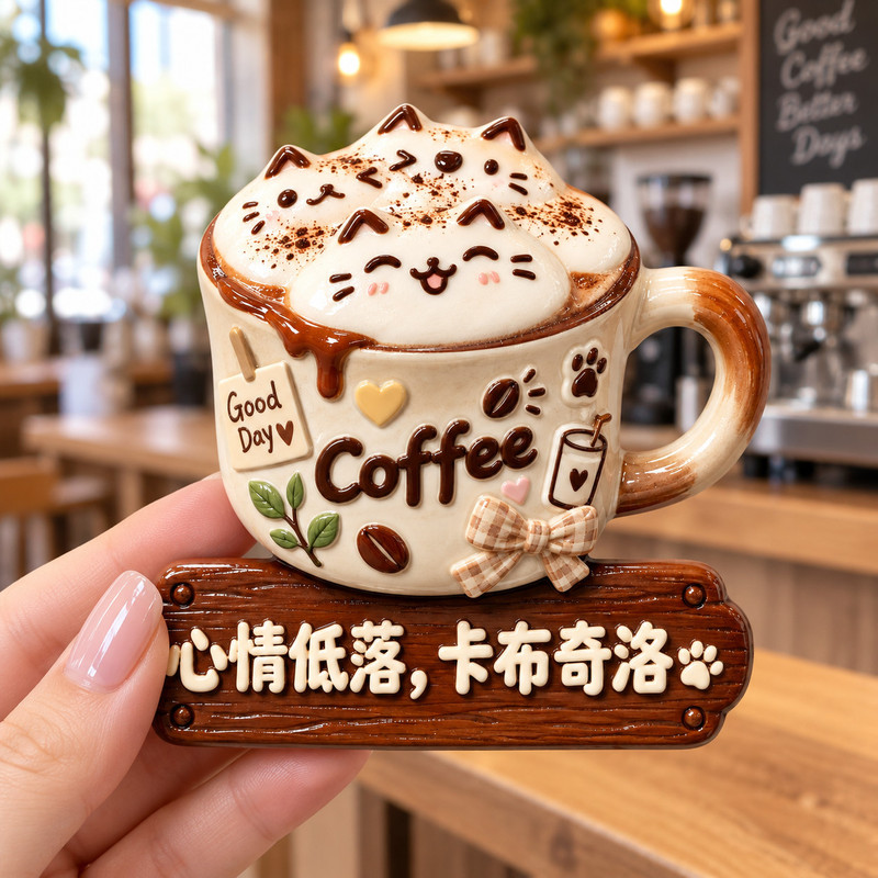 Creative Resin 3D Embossed Magnetic Refrigerator Magnet with Cappuccino Design for Low Mood Days, Refrigerator Decoration, Gift for Friends Creative Resin 3D Embossed Magnetic Refrigerator Magnet with Cappuccino Design for Low Mood Days, Refrigerator Decoration, Gift for Friends
