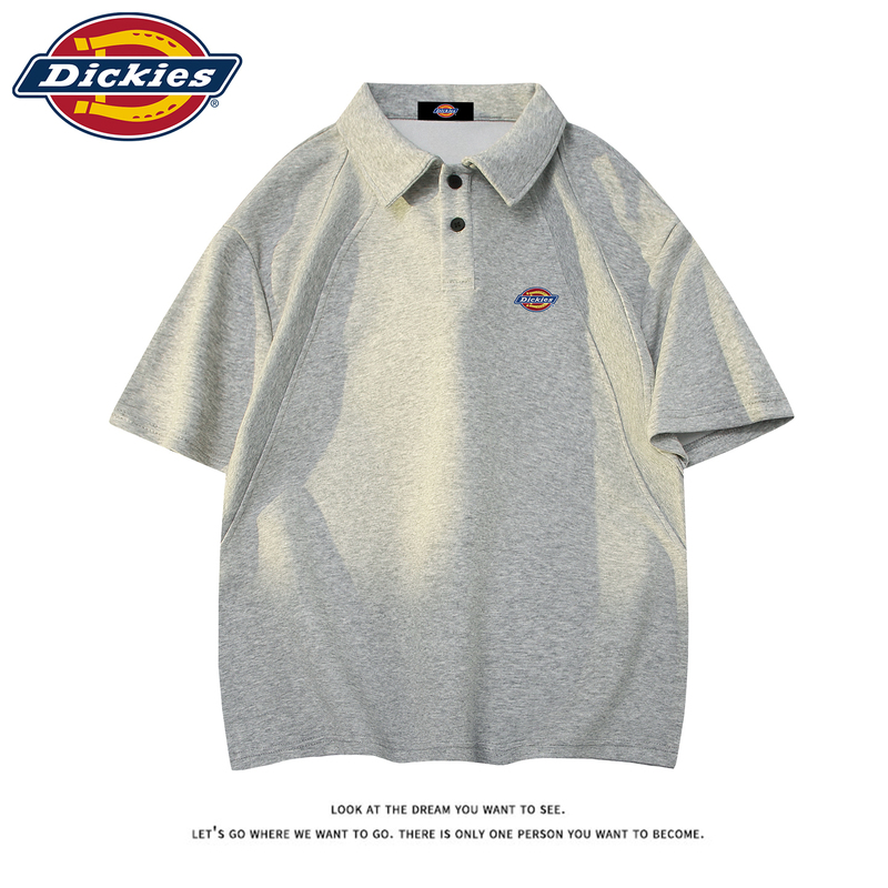 Dickies Gray Polo Shirt Men's Summer New Loose Trendy Lapel Casual American Short-Sleeved T-Shirt for Men Dickies Gray Polo Shirt Men's Summer New Loose Trendy Lapel Casual American Short-Sleeved T-Shirt for Men