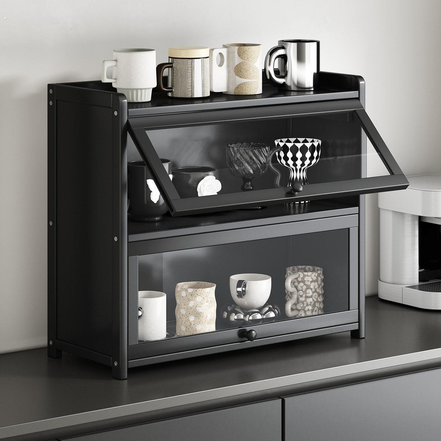 Desktop tea cup water cup coffee cup tea set storage table dustproof cabinet storage cup rack dining table countertop cup rack