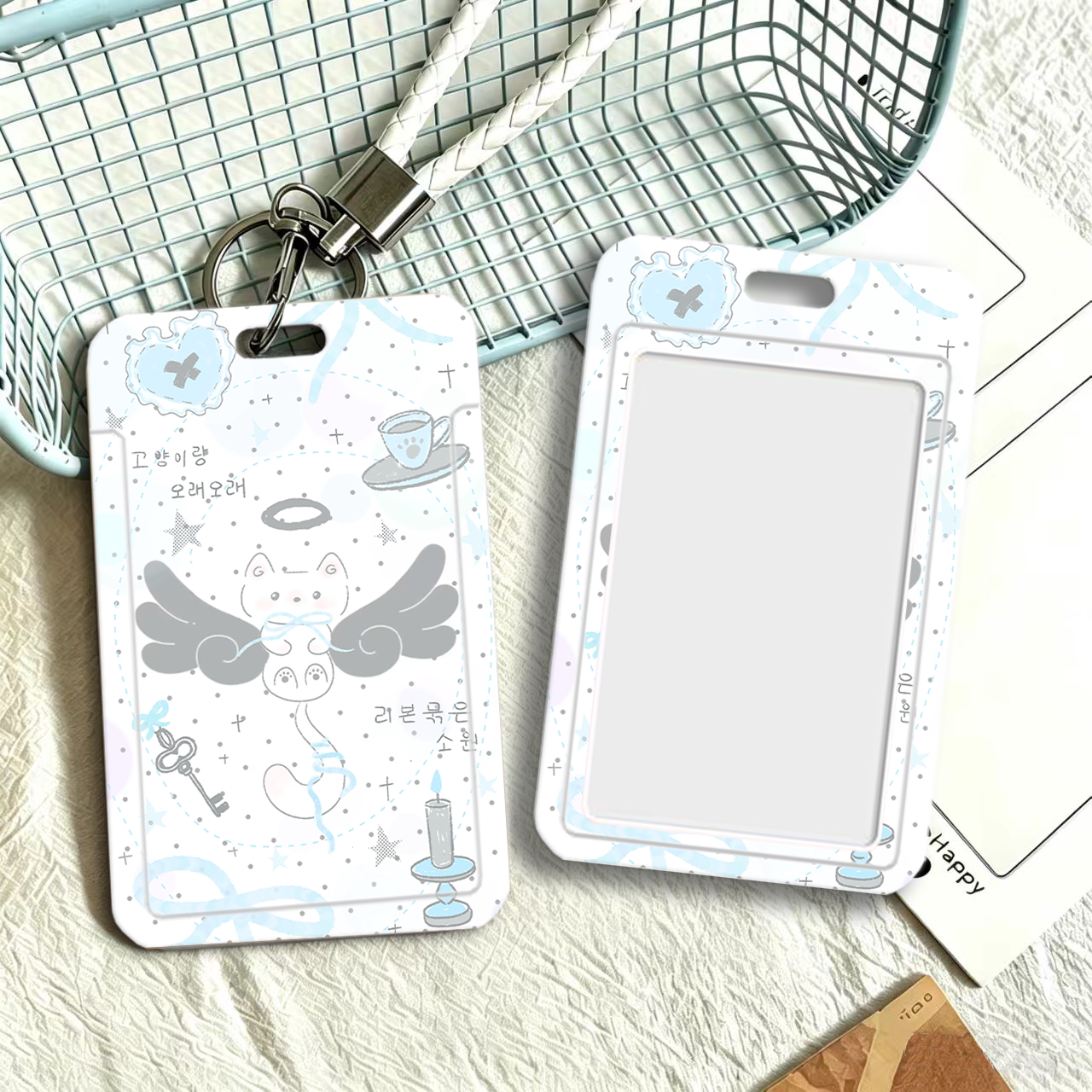 Angel Cat Meal Card Cover, Campus Card Slider Cover, ID Card Protector, Campus Card, Bus Card Protector, Instagram
