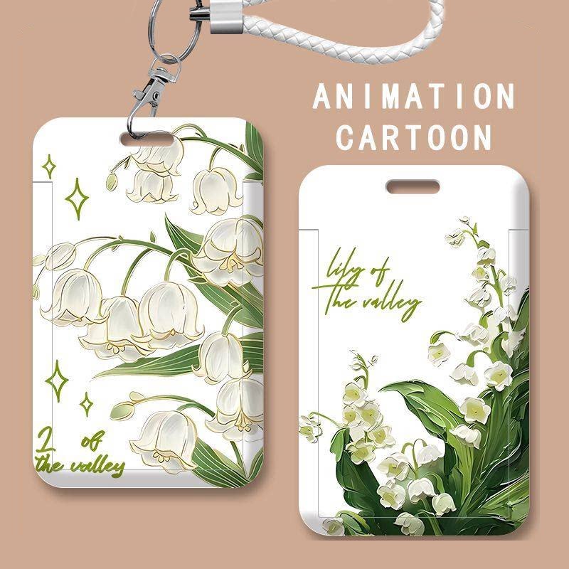 Instagram-style oil painting lily of the valley card holder, bus card protector, student meal card, campus card, employee ID, access card