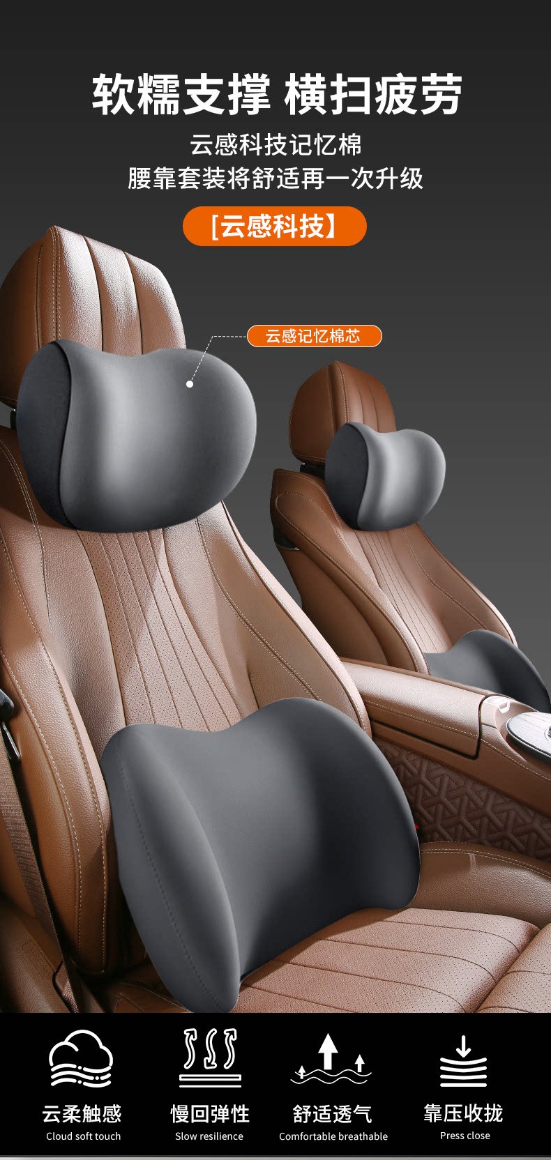 Car Headrest, Lumbar Support, Car Cushion, Seat Backrest, Car Lumbar Pad, Waist Support, Memory Foam Neck Pillow