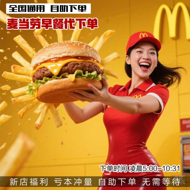 Mcdonald's Breakfast Order Service: Cheese Egg, Ham Steak, Mcmuffin, Pork Belly, Grilled Chicken Leg Burger, Soy Milk, Fried Dough Sticks