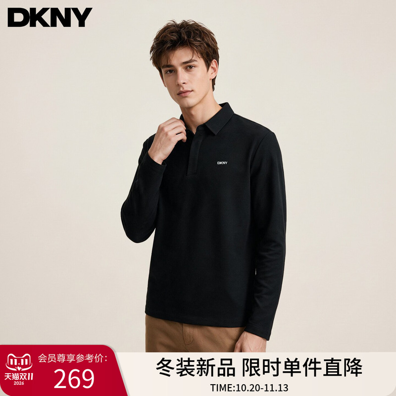 Dkny Tang Kenaer Men's Long-Sleeved Polo Shirt 2026 Winter New Business Lapel Top Versatile Base Shirt