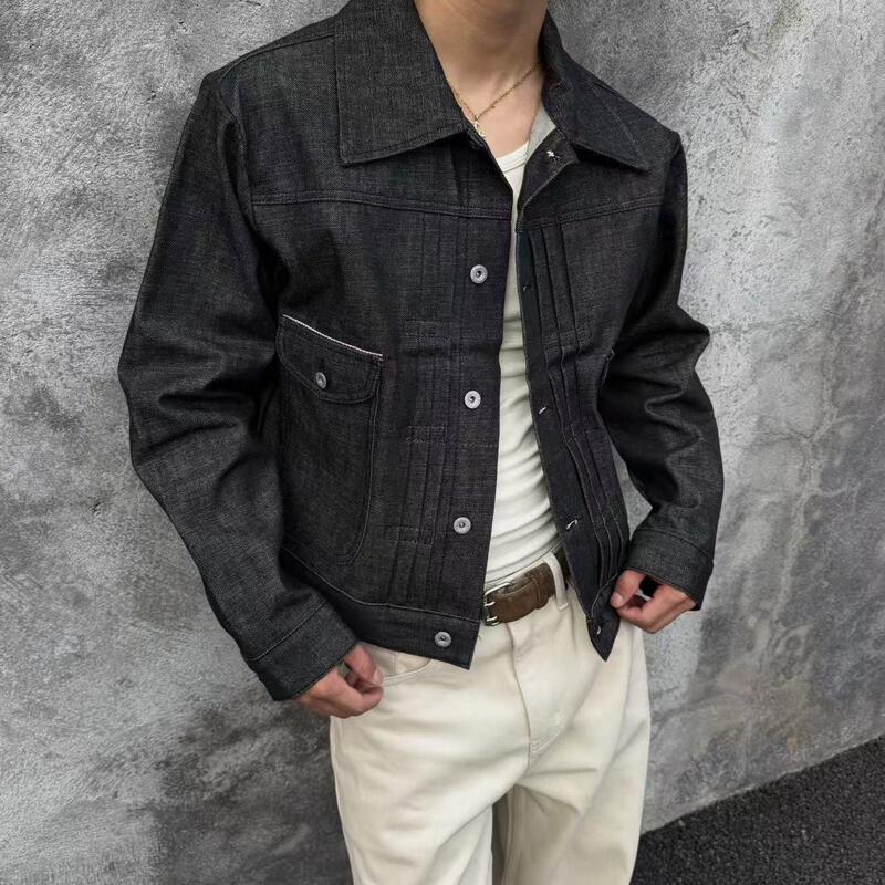 Tabbic26Ss【Miner】14Oz Bamboo Texture Vintage Pleated Patchwork Paris Button Workwear Raw Denim Jacket