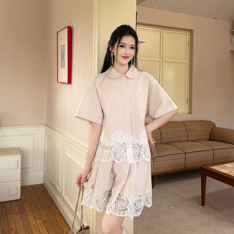 Huhoo Pure Cotton Shirt for Women 2026 Summer New Style Japanese Style Elegant Lace Embroidery Lapel Design Top