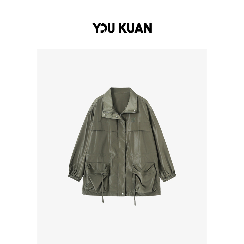 【Enrini】Fashionable and Stylish Casual Loose-Fitting Versatile Retro Workwear Jacket with Lapel Design, New for Spring and Autumn 【Enrini】Fashionable and Stylish Casual Loose-Fitting Versatile Retro Workwear Jacket with Lapel Design, New for Spring and Autumn