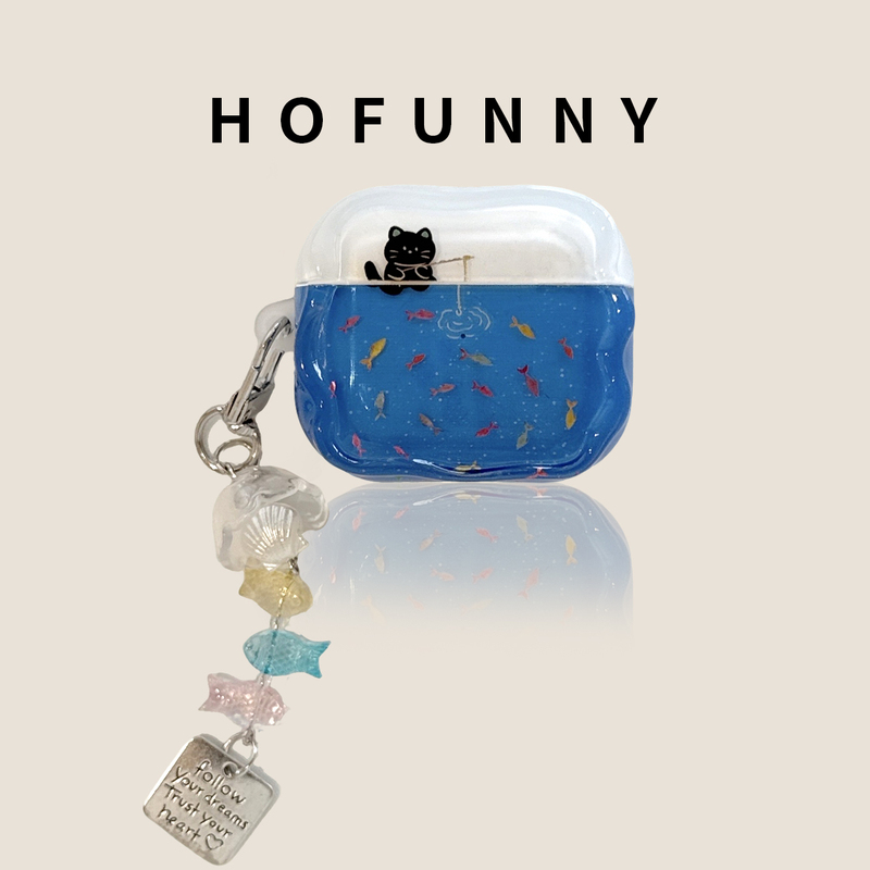 Hofunny Is Suitable for Apple Earphone Protective Cases, AirPods Pro 3 Case, 2 Pro Second and Third Generation, AirPods 4 Earphone Case, Gold-Plated Kitten Fishing Wireless Bluetooth 3 Cute Ipods Case Hofunny Is Suitable for Apple Earphone Protective Cases, AirPods Pro 3 Case, 2 Pro Second and Third Generation, AirPods 4 Earphone Case, Gold-Plated Kitten Fishing Wireless Bluetooth 3 Cute Ipods Case