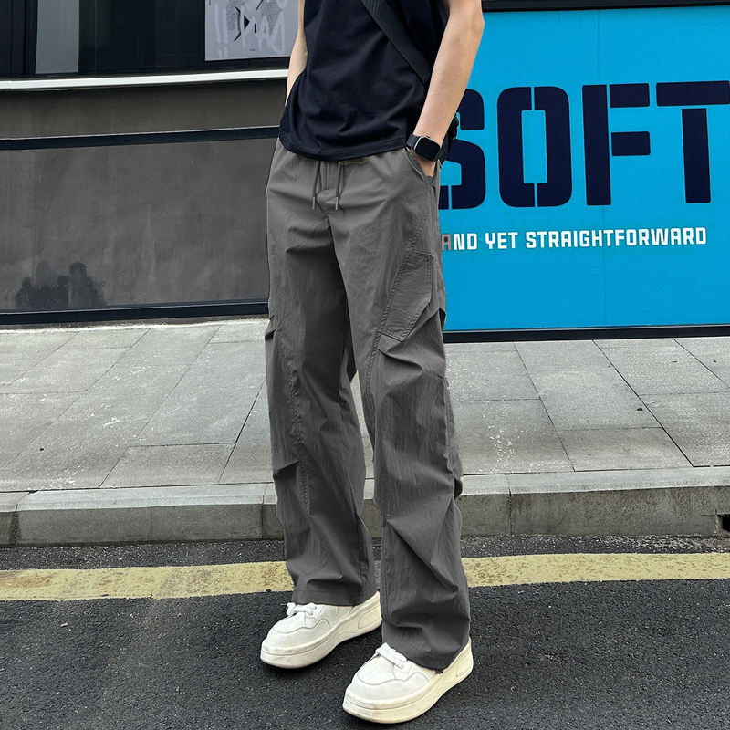 ︱New Collection︱26 Summer New Quick-Dry Pants for Men Trendy Pleated Paratrooper Cargo Casual Pants Loose Straight-Leg Pants