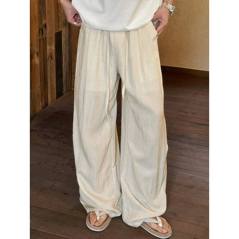 ︱New Collection︱Old Money Style Linen Pants for Men, Summer Thin Loose Wide-Leg Pants with High-End Feel, Casual Pants with Curved Design