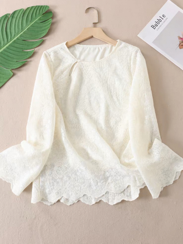2026 New Lace Base Shirt, Gentle Women's Inner Wear, Sexy Slightly See-Through Mesh, Fashionable and Elegant Women's Top 0683 2026 New Lace Base Shirt, Gentle Women's Inner Wear, Sexy Slightly See-Through Mesh, Fashionable and Elegant Women's Top 0683