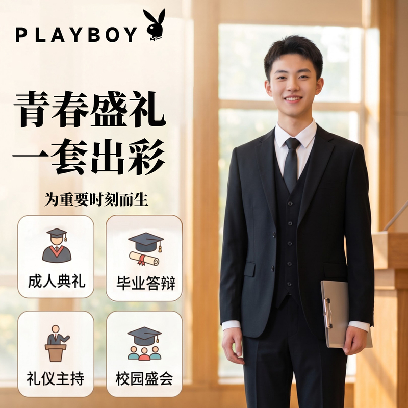Playboy 18-Year-Old Coming-Of-Age Ceremony Suit Men's College Graduation Defense Etiquette Host Campus Formal Attire