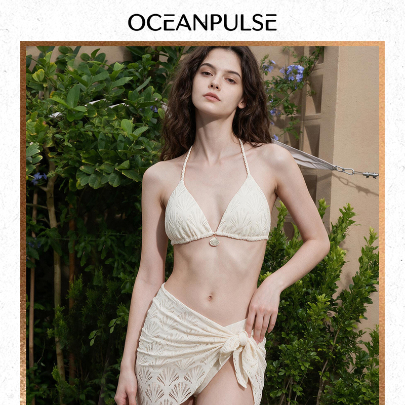 Op Bikini Two-Piece Swimsuit for Women, High-End Sexy Halter Neck Tie-Up Hollow-Out Design, Covers the Body, Suitable for Hot Springs and Seaside Vacations, New Style Op Bikini Two-Piece Swimsuit for Women, High-End Sexy Halter Neck Tie-Up Hollow-Out Design, Covers the Body, Suitable for Hot Springs and Seaside Vacations, New Style