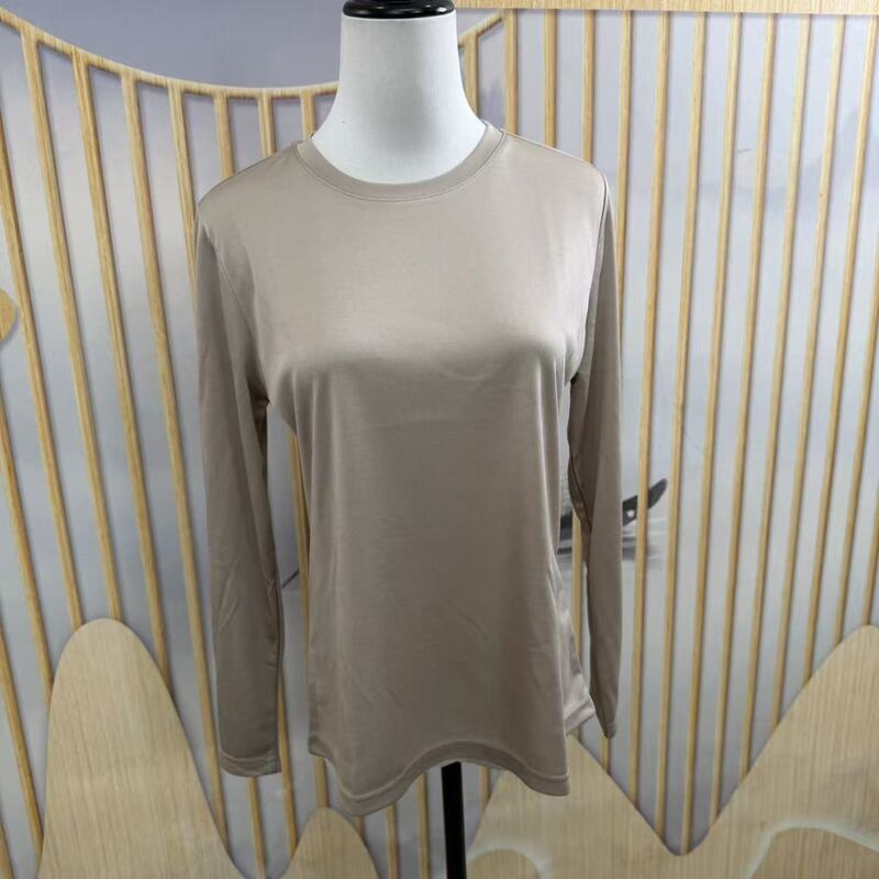 【Women's Autumn/Winter New Collection】Knitted Silk Factory Silk Autumn Women's Leather Satin Round Neck Long Sleeve 2031 【Women's Autumn/Winter New Collection】Knitted Silk Factory Silk Autumn Women's Leather Satin Round Neck Long Sleeve 2031