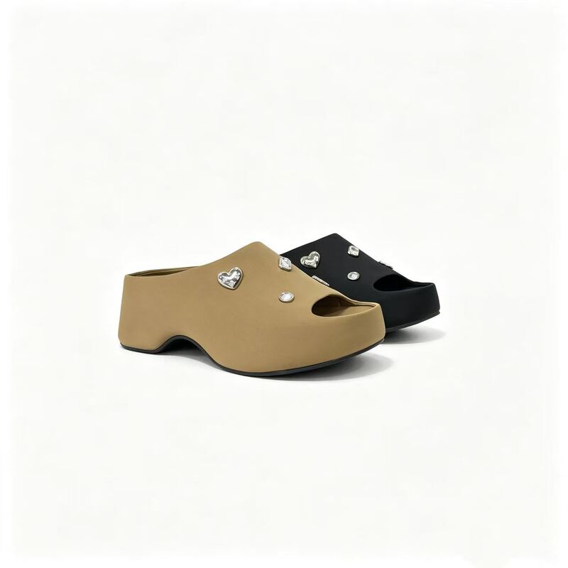 【Fabric + Rubber Sole】【Xinzhuan Heiyu】 Open-Toe Height-Increasing Slimming Versatile Casual Slippers - Fish