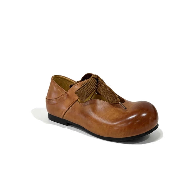 【Horse Leather + Rubber Sole】【Caramel Knot】Lazy Style Lace-Up Comfortable Casual Shoes - Fish 【Horse Leather + Rubber Sole】【Caramel Knot】Lazy Style Lace-Up Comfortable Casual Shoes - Fish