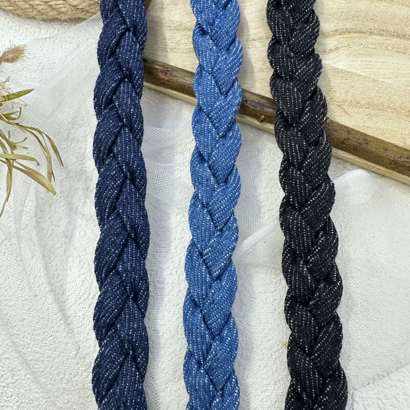 Denim Blue Hair Accessories Headband Denim Fabric Braided Braid DIY Chanel-Style Jacket Lace Trim Edge Strip Webbing