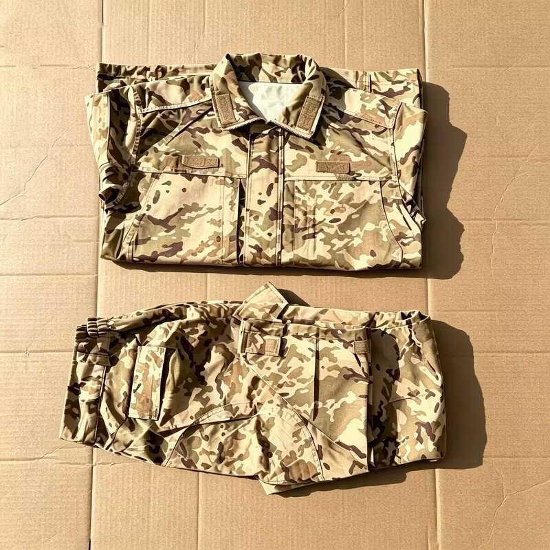 New Summer Green Camouflage Workwear Outdoor Wear-Resistant Extended Training Yellow Winter Single Top and Pants Set