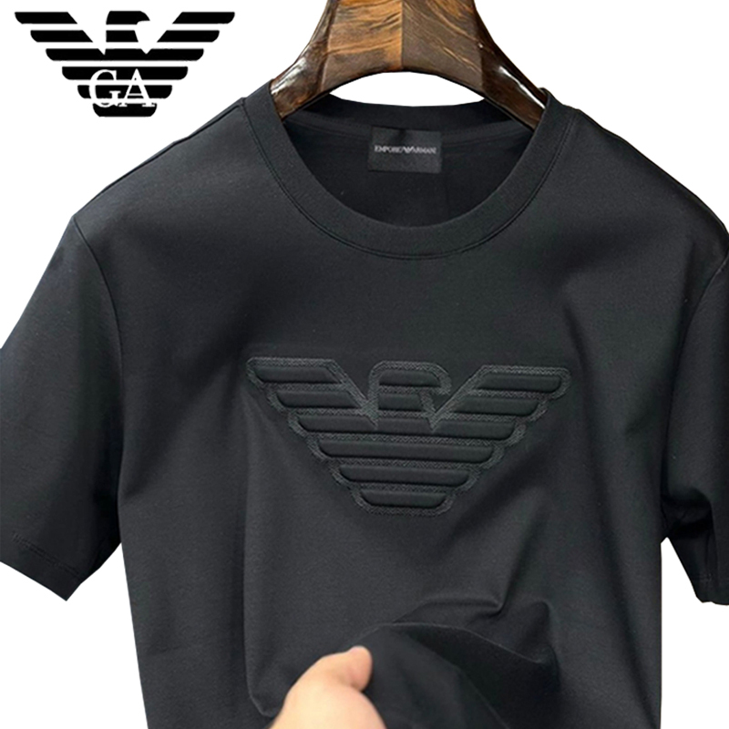 Emporio Armani/Armani's New Summer Style Men's Large Eagle Logo Lyocell Casual Short-Sleeved Round Neck T-Shirt Emporio Armani/Armani's New Summer Style Men's Large Eagle Logo Lyocell Casual Short-Sleeved Round Neck T-Shirt