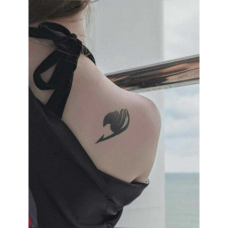 Anime Fairy Tail Tattoo Sticker for Shoulder, Black, Waterproof, Long-Lasting, Simple, Bird Design, Personalized for Girls Anime Fairy Tail Tattoo Sticker for Shoulder, Black, Waterproof, Long-Lasting, Simple, Bird Design, Personalized for Girls