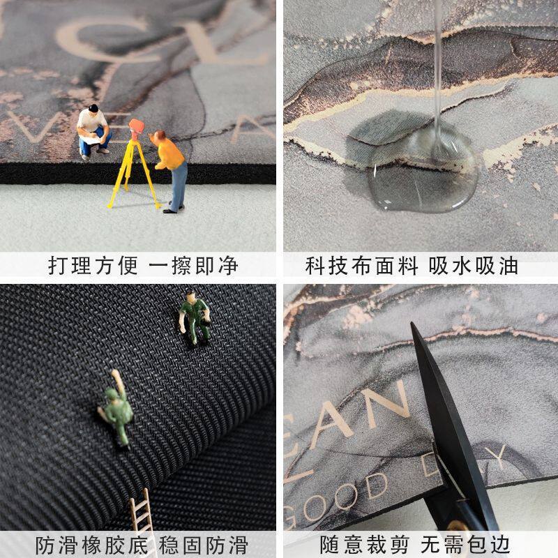 Kitchen floor mats are water-absorbent, oil-proof and non-slip diatom mud floor mats, long strips of waterproof and dirt-resistant carpets, no-wash and wipe-in door mats