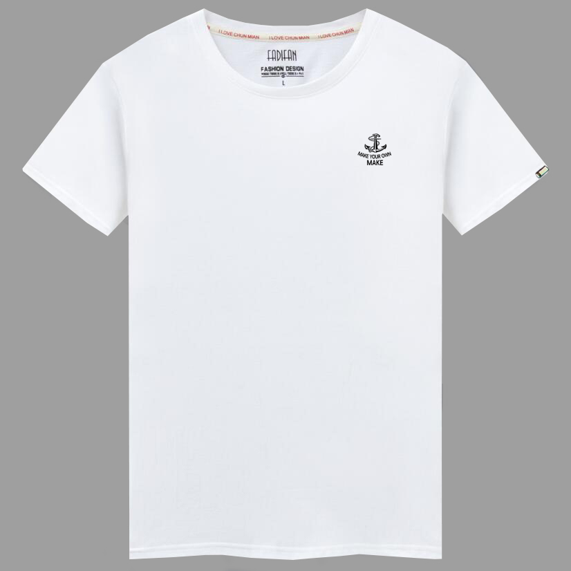 Mùa hè cotton ngắn tay áo thun nam phiên bản Hàn Quốc rộng rãi cotton tay áo nửa cổ tròn cỡ lớn áo sơ mi nam chất béo áo thun nam có cổ