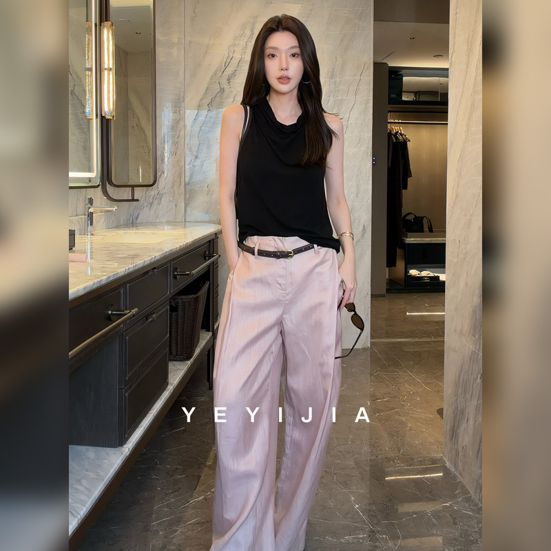 Ye Yijia Yeyijia Breathable Pants Tencel Linen Pants Women's Summer Pink Casual Wide-Leg Pants Long Thin Pants Ye Yijia Yeyijia Breathable Pants Tencel Linen Pants Women's Summer Pink Casual Wide-Leg Pants Long Thin Pants