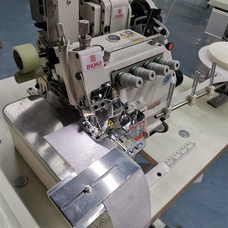 Curtain Five-Thread Synchronous Splicing Machine with Upper and Lower Synchronous Drive, Automatic Mop Wheel Clamp, Rope Binding, Edge Locking, and Striping Machine